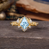 Kite Cut Nature-Inspired Aquamarine Engagement Ring